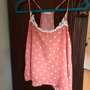 Coral and Cream Polka Dot Tank